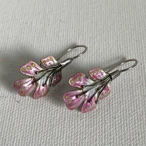 Vintage enamel sterling floral earrings